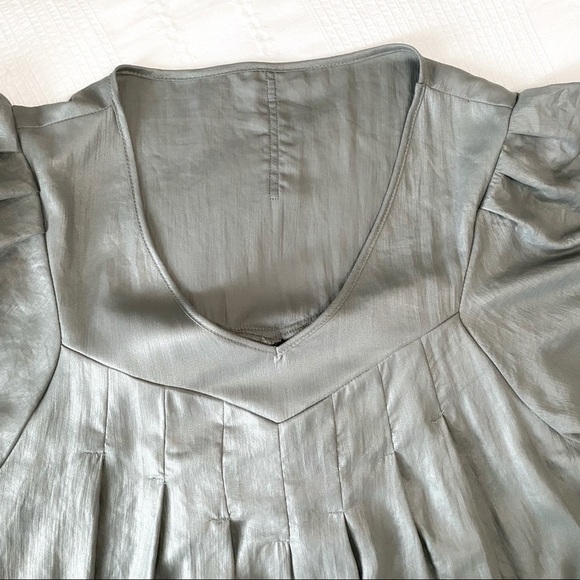 DIESEL SHIMMERY SAGE GREEN SHORT SLEEVE TUNIC BALLOON PLEATED DRESS - Picture 4 of 10